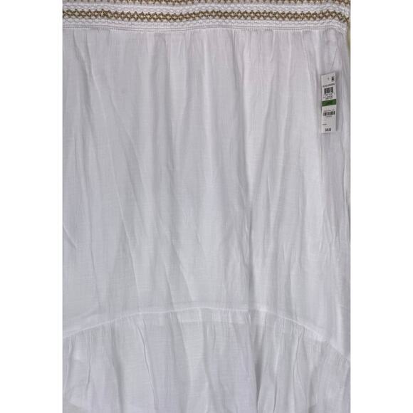 JM Collection Bright White Woven Skirt NEW Large Crinkle Gauzy Elastic Waist - Picture 3 of 10